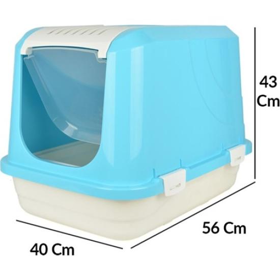 ÇNR Orta Boy Kapalı Kedi Tuvaleti - Filtreli ve Kürek Hediyeli  (58x40x42)