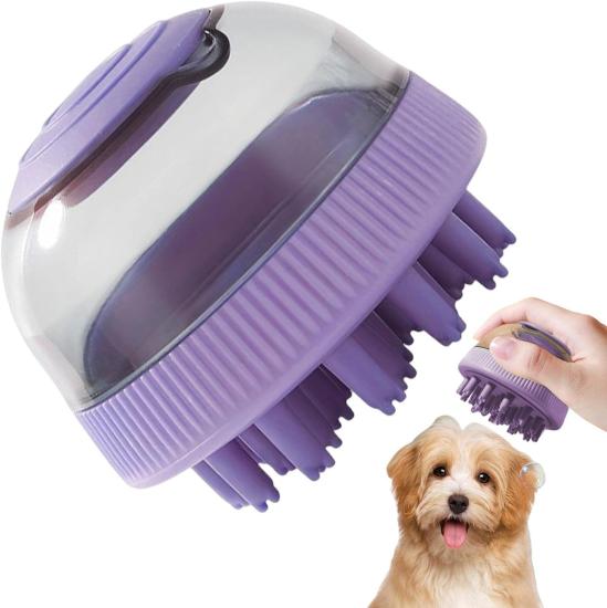 Kedi Köpek Banyo Fırçası - 2’si 1 Arada Pet Yıkama Fırçası Şampuan Dispenseri ile - Yumuşak Fırça Kafası 